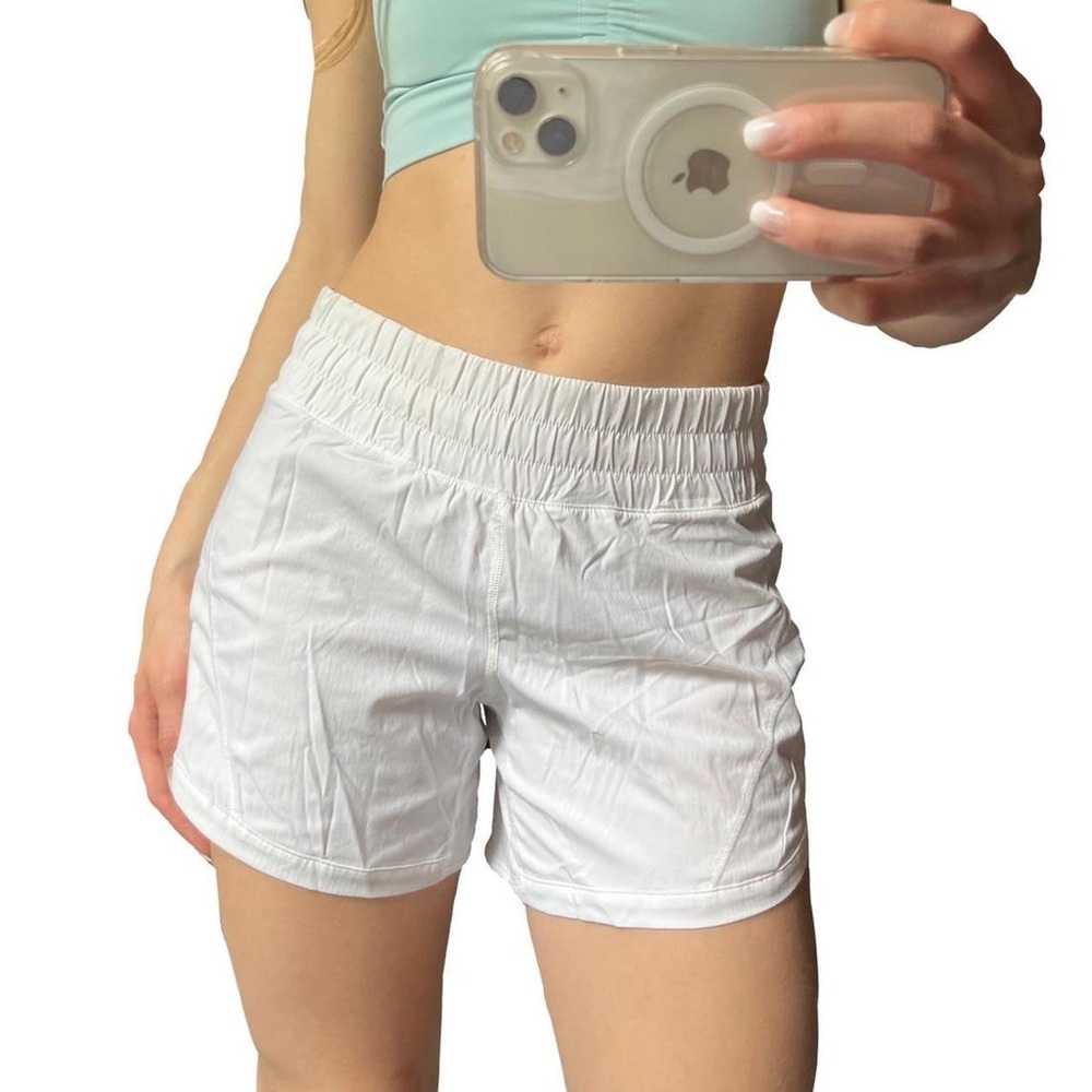 White lululemon track that shorts